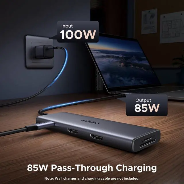 Alt view image 5 of 7 - USB C Docking Station Dual Monitor, 9-in-1 Aluminum Dock with 2xHDMI