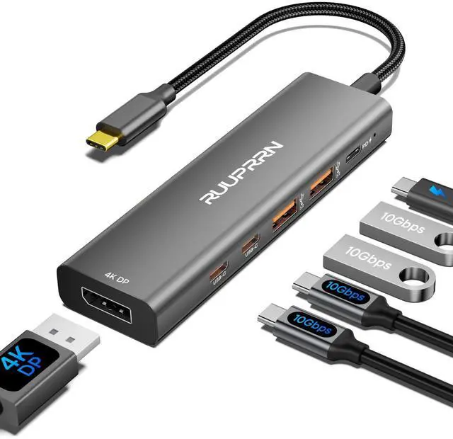 Main image of 6 in 1 USB C Hub 10Gbps, USBC to DisplayPort Multiport Adapter Dongle Mac
