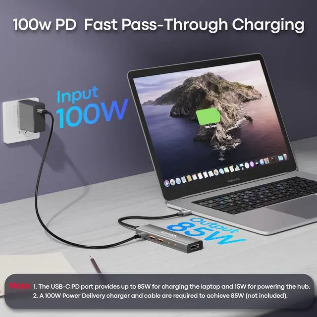 Alt view image 5 of 7 - 6 in 1 USB C Hub 10Gbps, USBC to DisplayPort Multiport Adapter Dongle Mac