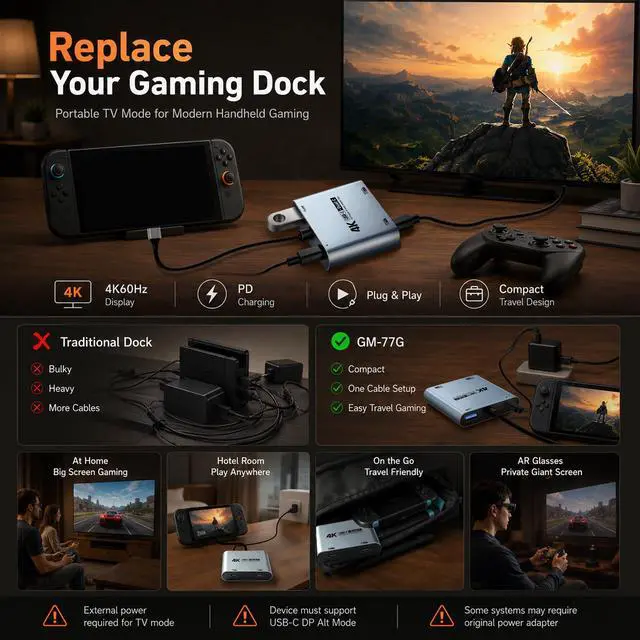 Alt view image 3 of 7 - 4-in-1 Dual USB-C Display Hub, 4K@60Hz Video Output, AR Glasses Hub