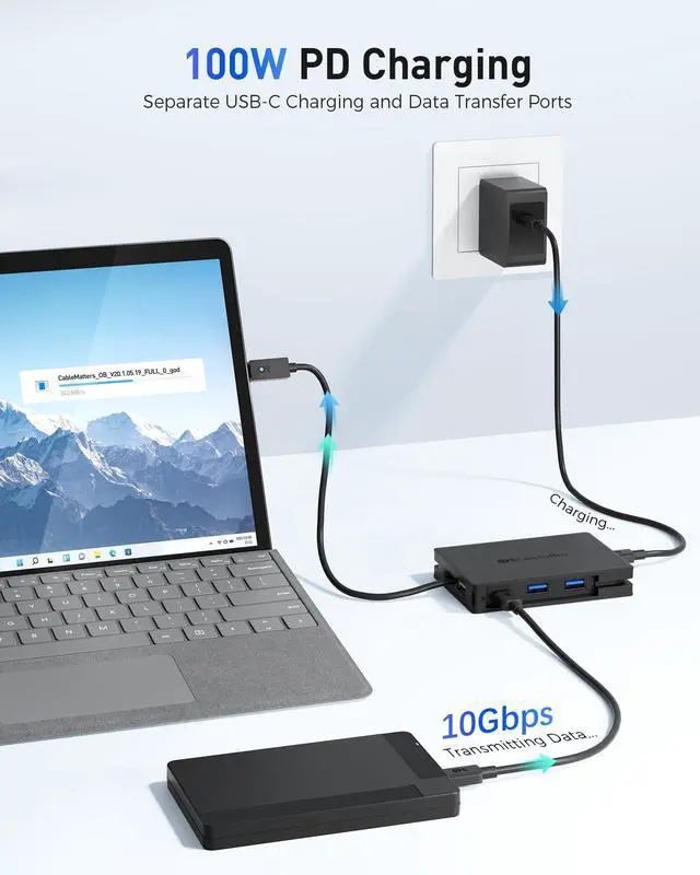 Alt view image 5 of 7 - 8-in-1 Portable 40Gbps USB4 Hub Dual DisplayPort