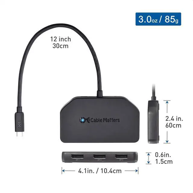 Alt view image 7 of 7 - Windows Only Triple Monitor USB C Hub, 3X DisplayPort