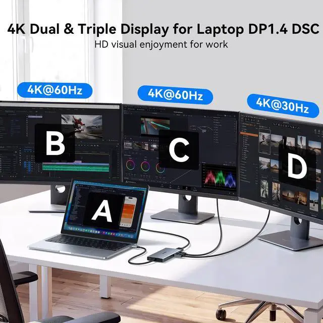 Alt view image 3 of 7 - USB C Docking Station Dual Monitor Laptop Docking Station with 2 HDMI DP 8K