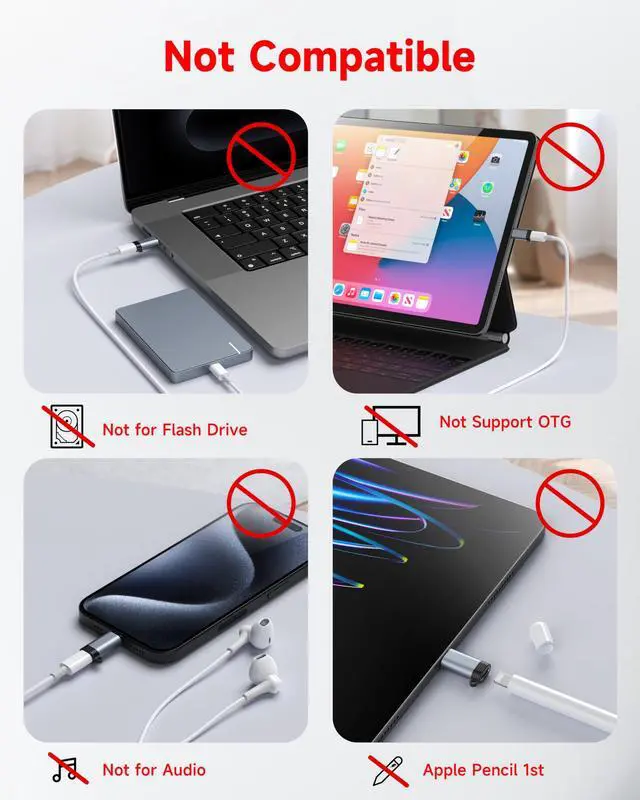 Alt view image 2 of 7 - Not for Audio/OTG Lightning to USB C Adapter 4 Pack