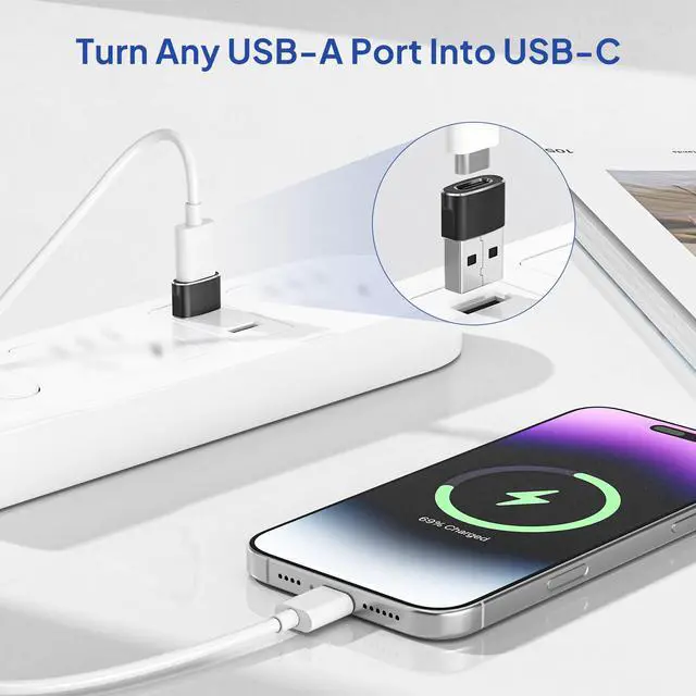 Alt view image 2 of 7 - USB to USB C Adapter for iPhone 17 4Pack,USBC Car Charger Adapter