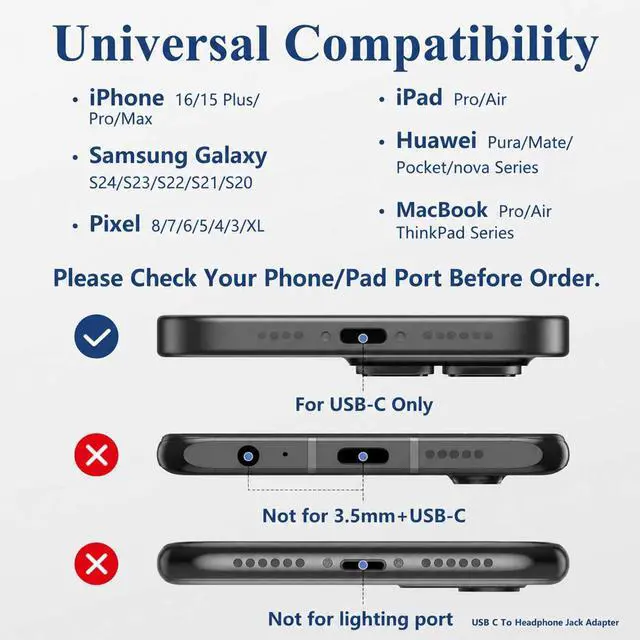 Alt view image 2 of 7 - USB-C to 3.5mm Audio Headphone Adapter: 2 Pack Type C Aux Dongle Cable Cord