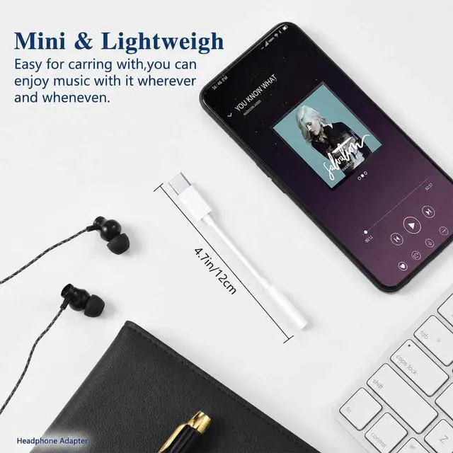 Alt view image 7 of 7 - USB-C to 3.5mm Audio Headphone Adapter: 2 Pack Type C Aux Dongle Cable Cord