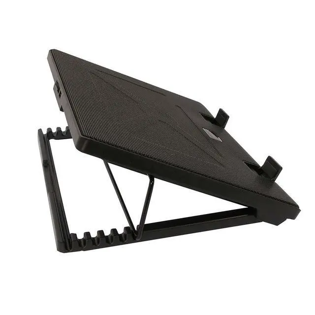 Alt view image 3 of 6 - Black Laptop Cooling Pad, Laptop Cooler with 5 Blue Quiet Fans for 12"-17" Notebook Computer PC Gaming Laptop Fan, Height Adjustable Laptop Cooling Stand Laptop Accessories, 1-Pack