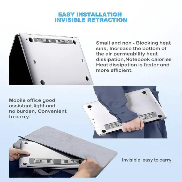 Alt view image 5 of 7 - Laptop Computer Stand Keyboard for Desktop Adhesive Laptop Stand Heat Dissipation, Aluminum alloy Keyboard foot Support pad Height, Be Suitable for With 10 to 17 inch Accessories (silver)
