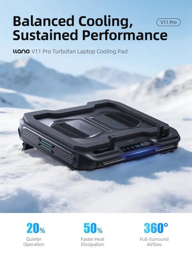 Alt view image 2 of 7 - V11 Pro Laptop Cooling Pad, Gaming Laptop Cooler RGB Laptop Fan
