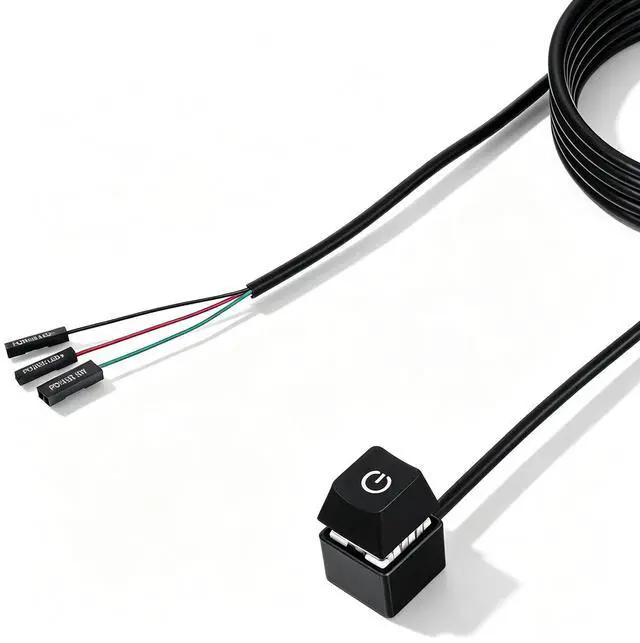 Main image of PC Power Button External Desktop on Off Switch LED with 1.8m Cable PC Power Supply Button Splitter for ATX Motherboard Splitter Installation Black