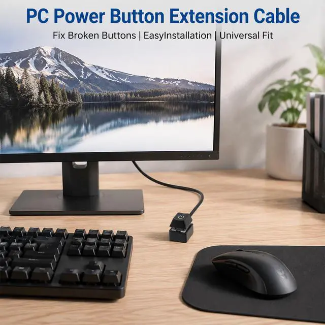 Alt view image 3 of 7 - PC Power Button External Desktop on Off Switch LED with 1.8m Cable PC Power Supply Button Splitter for ATX Motherboard Splitter Installation Black