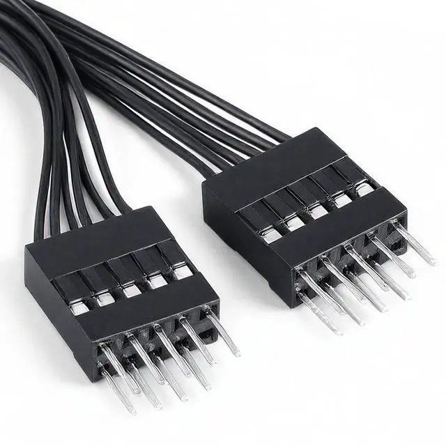 Alt view image 2 of 7 - PC Power Switch Splitter, 2-Pack 9 Pin Motherboard Jumper Splitter 1 Female to 2 Male for Power SW, Reset SW, LED-PC Motherboard AdapterBlack