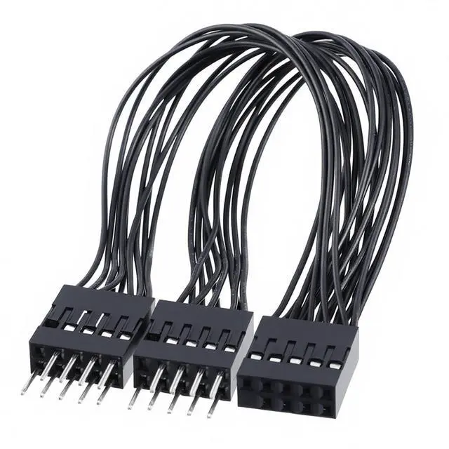 Alt view image 5 of 7 - PC Power Switch Splitter, 2-Pack 9 Pin Motherboard Jumper Splitter 1 Female to 2 Male for Power SW, Reset SW, LED-PC Motherboard AdapterBlack