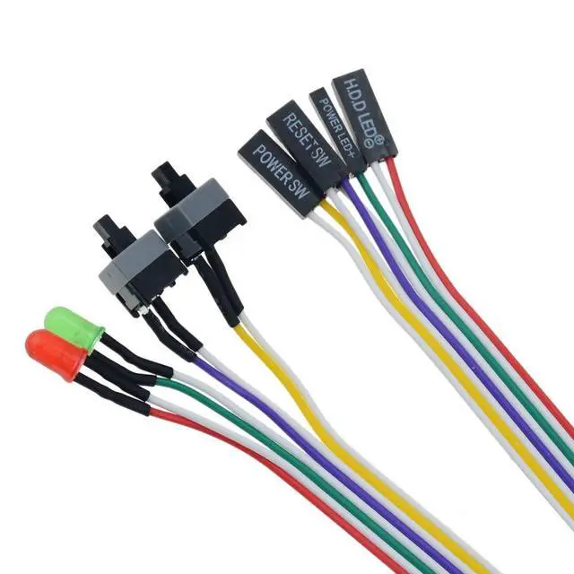 Alt view image 3 of 7 - 3 Pack Desktop Computer PC Case Power Supply On Off Reset Push Button Switch ATX Front Bezel Universal Replacement Wire Cable with HDD SW LED Power Light Indicator