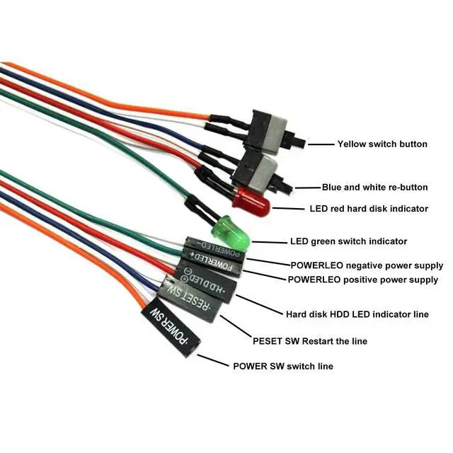 Alt view image 7 of 7 - 3 Pack Desktop Computer PC Case Power Supply On Off Reset Push Button Switch ATX Front Bezel Universal Replacement Wire Cable with HDD SW LED Power Light Indicator