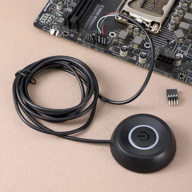 Alt view image 7 of 7 - PC Power Button, PC Power Switch Desktop Computer External ON/Off LED Indicator Powers Supply Button SW Extension with Adhesive Mount for Computer Motherboard (Black)