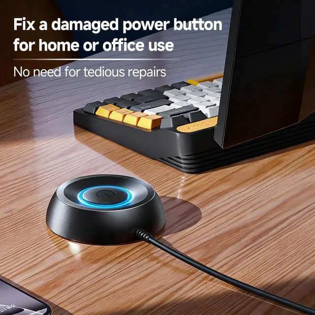 Alt view image 4 of 7 - PC Power Button, Remote Desktop Computer Switch Extension ON/Off Switch LED Indicator External Power Button for pc with 5.9FT Cables