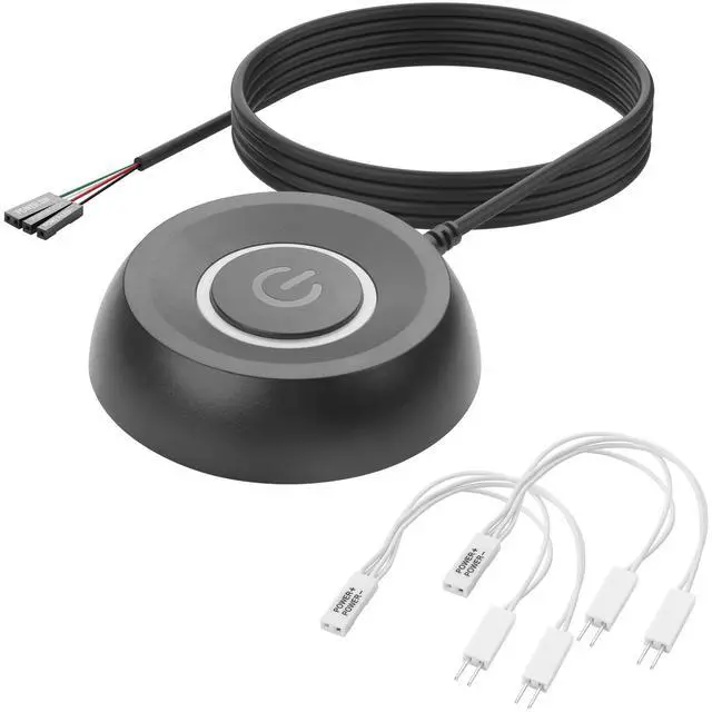 Main image of PC Power Button Desktop, Desktop Computer External Power Switch,PC Power Supply Button SW Extension for Computer Motherboard-2M (Black)