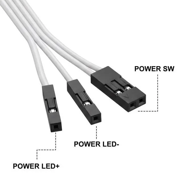 Alt view image 5 of 7 - 16mm Chassis Switch Metal Button PC Power Button Computer Host Switch Cable LED Power Buttons for ATX Supply On/Off, 60cm