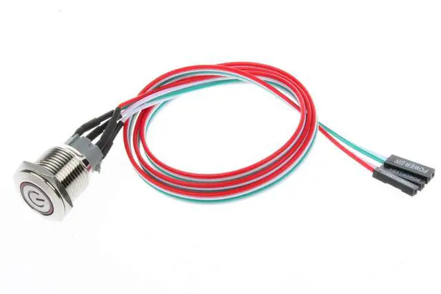 Alt view image 5 of 6 - 16mm Chassis Switch Metal Button Switch with 22inchs Extension Cable Red Yellow Blue Green ATX Supply On/Off Suitable for Computer DIY Switch (16mm, Blue Symbol)