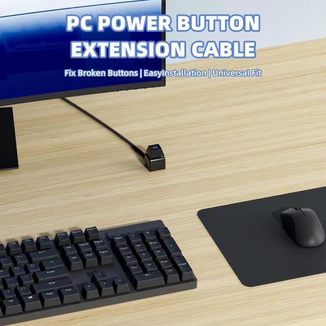 Alt view image 2 of 7 - PC Power Button with 118" Cable - Desktop Computer Power Switch, External ON/Off Switch LED, PC Power Supply Button Splitter for Computer Motherboard (Black 118'')