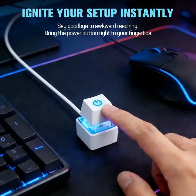 Alt view image 2 of 7 - External PC Power Button, 2M Desktop Power Switch for ATX PC