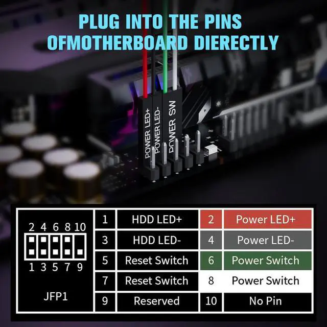 Alt view image 7 of 7 - External PC Power Button, 2M Desktop Power Switch for ATX PC