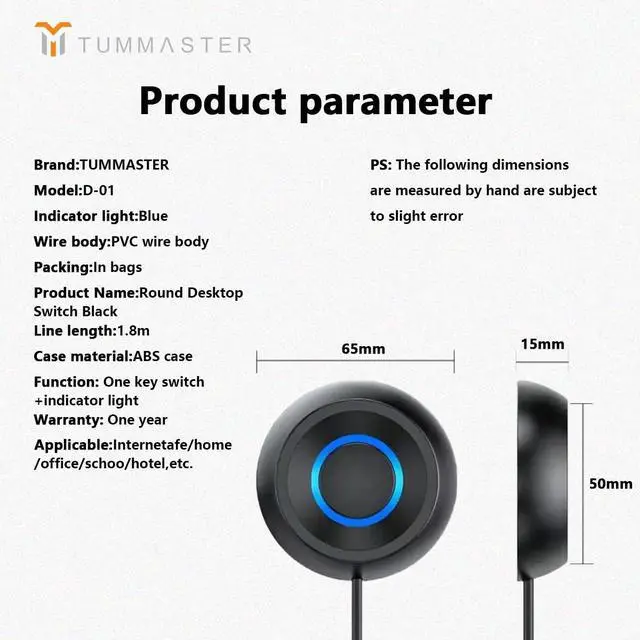 Alt view image 2 of 6 - TUMASTER PC Power Button Desktop PC Computer Case Power Switch On Off Key HDD Push Computer Host Button Supply Supplies with 1.8m Cables