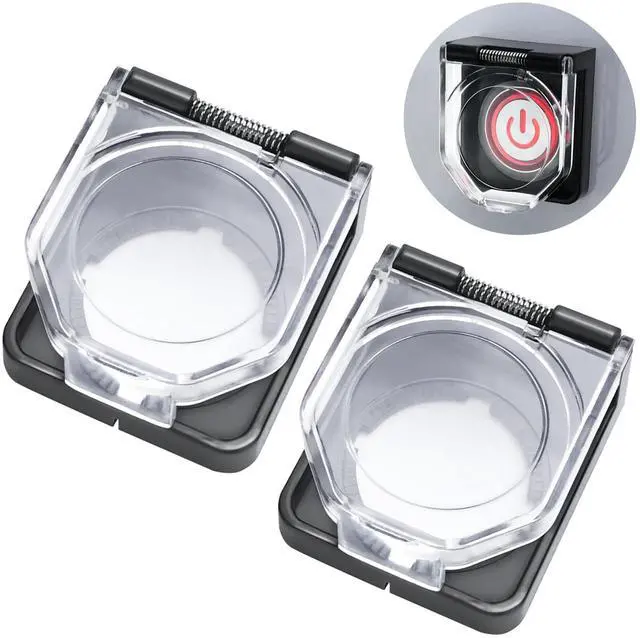 Main image of 2Pcs Momentary Power Push Button Switch Cover, Waterproof and Collision Resistant Dustproof Safety Protector for 22mm 7/8" Mounting Hole Computer PC Desktop