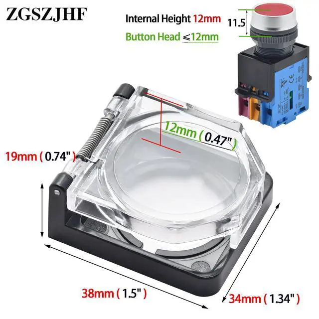 Alt view image 5 of 7 - 2Pcs Momentary Power Push Button Switch Cover, Waterproof and Collision Resistant Dustproof Safety Protector for 22mm 7/8" Mounting Hole Computer PC Desktop