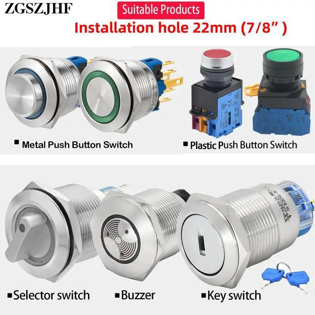 Alt view image 7 of 7 - 2Pcs Momentary Power Push Button Switch Cover, Waterproof and Collision Resistant Dustproof Safety Protector for 22mm 7/8" Mounting Hole Computer PC Desktop