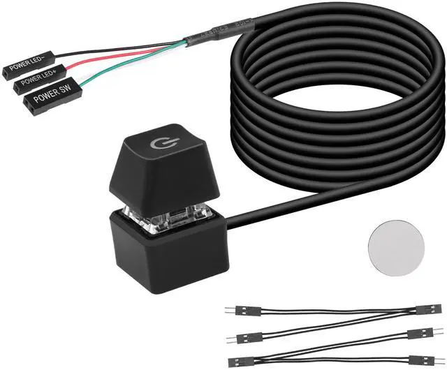 Main image of Desktop Switch Desktop Computer Power Switch External Remote Start Computer Motherboard Power Switch Button Extension Cord with LED Light
