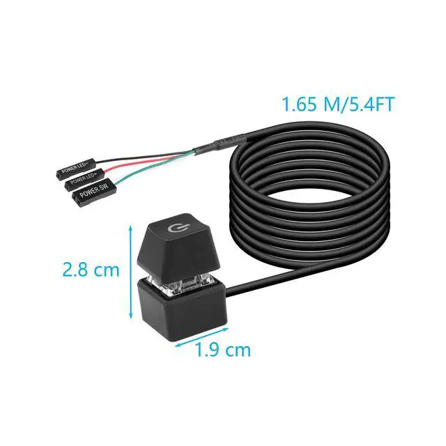 Alt view image 6 of 6 - Desktop Switch Desktop Computer Power Switch External Remote Start Computer Motherboard Power Switch Button Extension Cord with LED Light