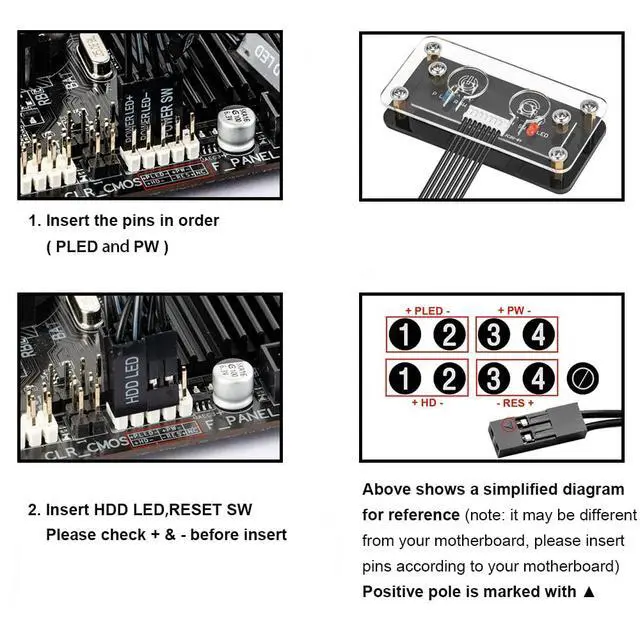 Alt view image 4 of 6 - Desktop Computer Power Button - External PC Case Motherboard Switch - On/Off Power Supply Button