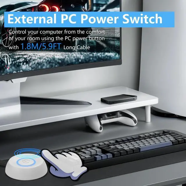 Alt view image 4 of 7 - PC Power Switch - Desktop Computer External Remote Start Motherboard Button Extension Cable with LED Light (White)