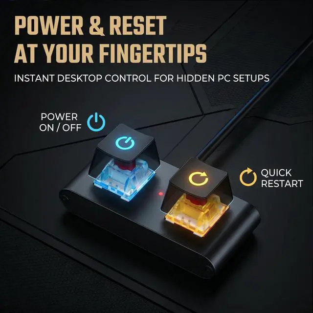Alt view image 2 of 7 - Dual PC Power Button, External ATX Power and Reset Switch