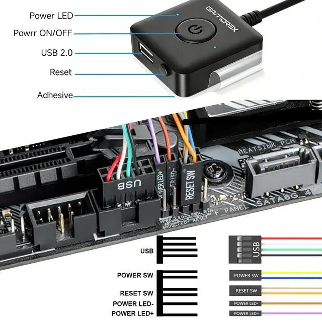 Alt view image 3 of 6 - PC Power Button, Computer PC Power Switch, External PC Power Button