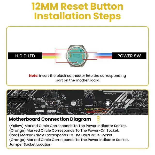 Alt view image 4 of 7 - 2Pcs Chassis Switch, Metal Button