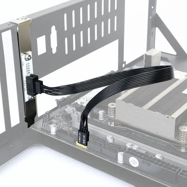 Alt view image 2 of 7 - PC Power Switch Extension Cable with PCIe Bracket (11.8 inch), 9-Pin Front Panel Header Adapter Compatible with Medium & Full Tower Cases