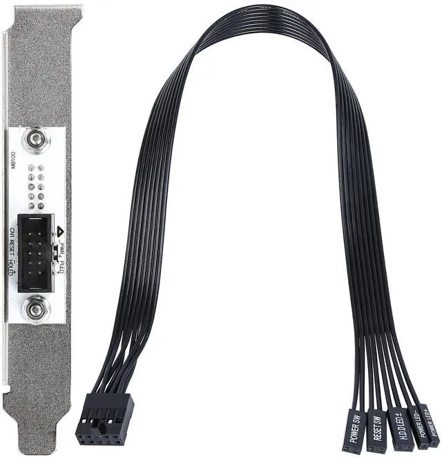 Main image of PC Power Switch Extension Cable with PCIe Bracket (11.8 inch), 9-Pin Front Panel Header Adapter Compatible with Medium & Full Tower Cases