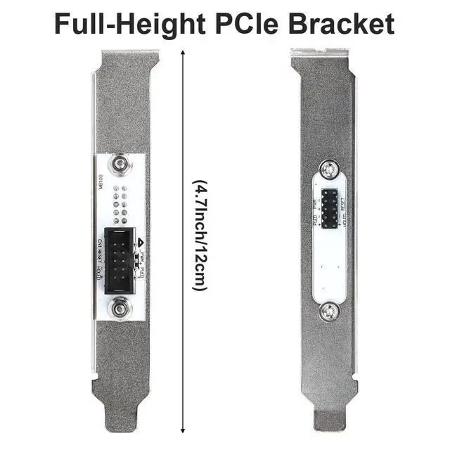 Alt view image 4 of 7 - PC Power Switch Extension Cable with PCIe Bracket (11.8 inch), 9-Pin Front Panel Header Adapter Compatible with Medium & Full Tower Cases
