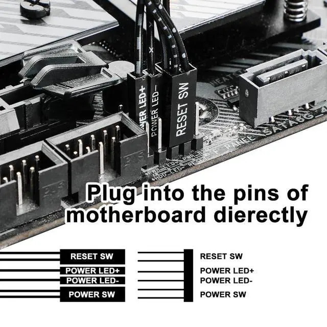 Alt view image 2 of 6 - Computer PC Power Button, Desktop Power Button PC External Power Button with 4 Port USB 3.0 Hub