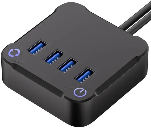 Main image of Computer PC Power Button, Desktop Power Button PC External Power Button with 4 Port USB 3.0 Hub