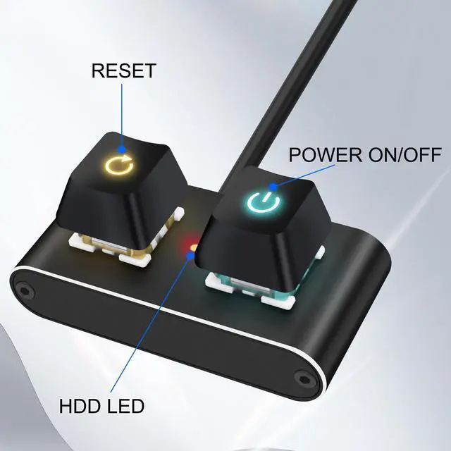 Alt view image 2 of 7 - PC Power Button Desktop Computer External Power Switch with RGB Light ON/Off and Reset Switch Power Button Extension Cable for Computer Motherboard - 2M/6.56FT