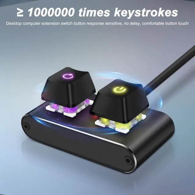 Alt view image 3 of 7 - PC Power Button Desktop Computer External Power Switch with RGB Light ON/Off and Reset Switch Power Button Extension Cable for Computer Motherboard - 2M/6.56FT