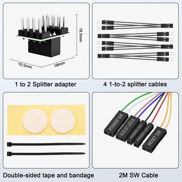 Alt view image 6 of 7 - Case Accessories External PC/ATX Switch with RGB LED & HDD Activity Light - 2M/6.5FT Desktop Power Button for Motherboard (Power/Reset), DIY PC Construction (Metal Housing)