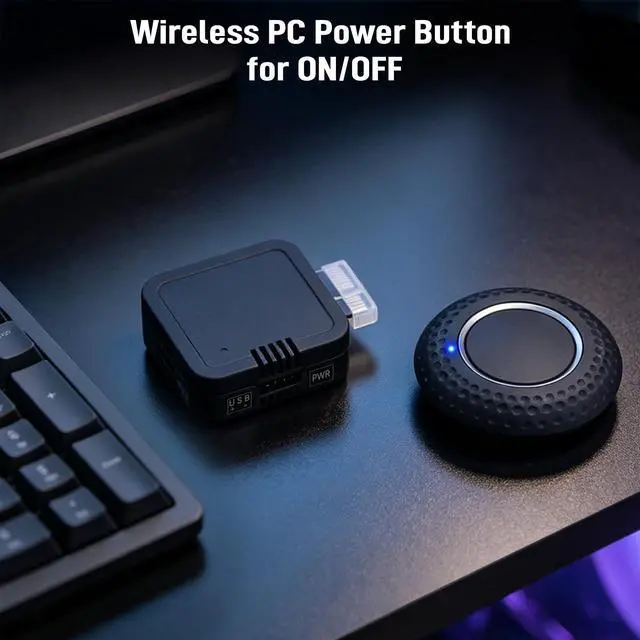 Alt view image 2 of 7 - Wireless PC Power Button, Remote PC Power Switch with PCIE Receiver, ON/Off Control for Computer Motherboard (Black)