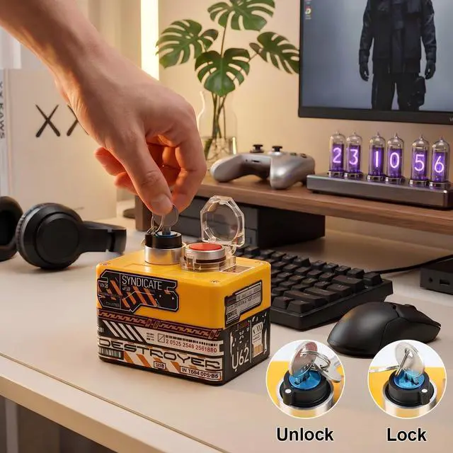 Alt view image 3 of 6 - Wireless PC Power Button with Key Lock, Dual Control PC Start Button