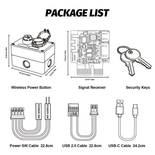Alt view image 6 of 6 - Wireless PC Power Button with Key Lock, Dual Control PC Start Button